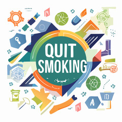 Fototapeta premium Quit Smoking Abstract Vector Composition with Typography and Geometric Shapes
