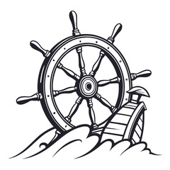 steering wheel of a ship