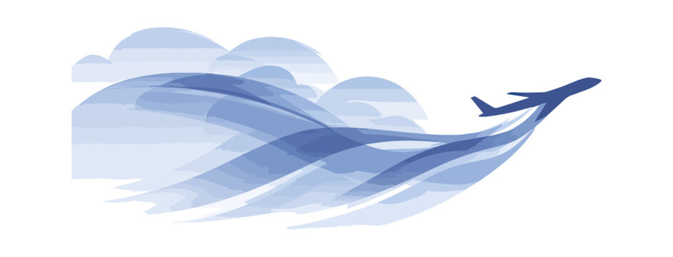 Airplane flying through clouds illustration - Powered by Adobe
