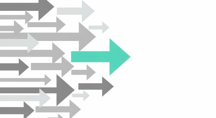 Grey and teal arrows pointing right in abstract design  