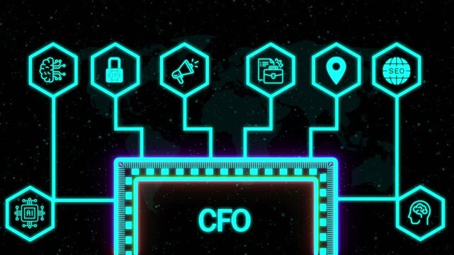 Business, Technology, Internet and network concept. virtual screen of the future and sees the inscription: CFO