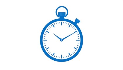 Simple blue stopwatch icon on white background