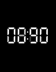 White digital numbers '0890' on black background