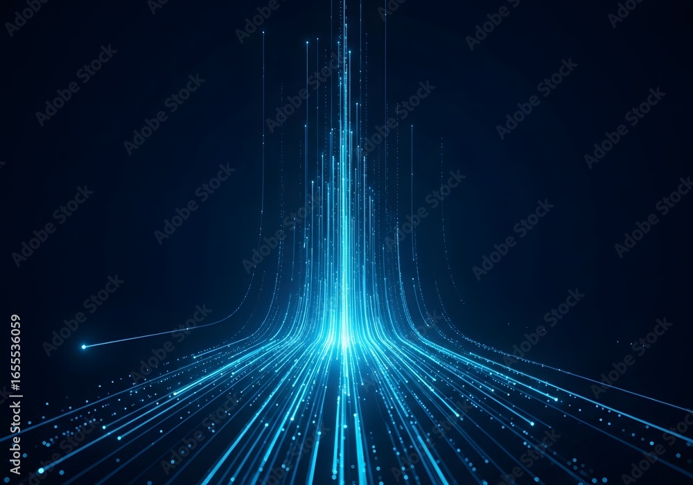 Aufkleber abstract blue light streaks ascending from a dark background representing data flow and connectivity