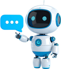 cute futuristic 3D robot mascot with a friendly expression