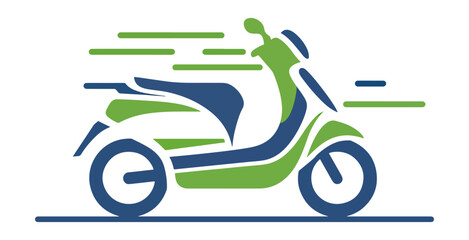 Fototapeta premium Fast green and blue moped illustration