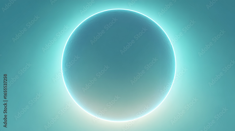 Poster soft glowing aqua gradient circle with faint highlight creates serene and calming visual effect. smo