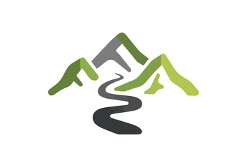 Mountain range and winding path illustration