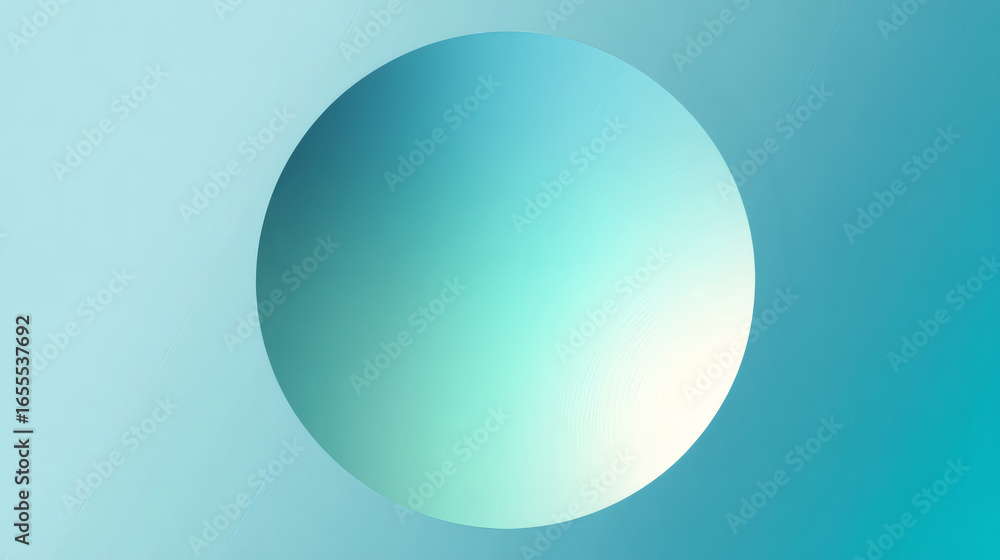 Poster soft glowing aqua gradient circle with faint highlights creates serene and calming visual effect. sm