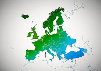 Obraz premium Europe Map with Gradient Colors Political Illustration.