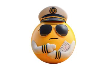 3D emoji of a captain holding a ticket