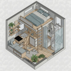 Tiny House Floor Plan with Loft Bed