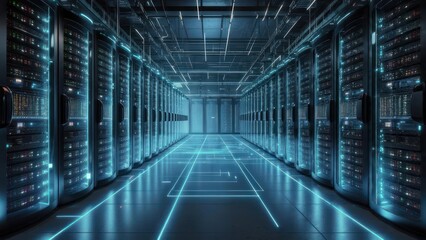 Fototapeta premium Futuristic server room (1)