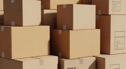 Stacked Cardboard Boxes Organized Storage and Shipping Solutions