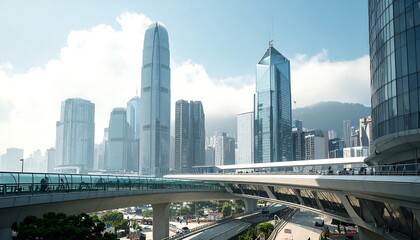 Naklejka premium Modern cityscape with skyscrapers