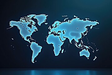 Global world map with glowing outlines.