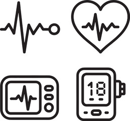 Medical Heartbeat EKG Monitor Blood Pressure Icons vector illustration