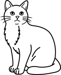 Obraz premium Black and White Cartoon Illustration of Cute Cat 