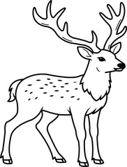 Black and White Cartoon Illustration of Deer 