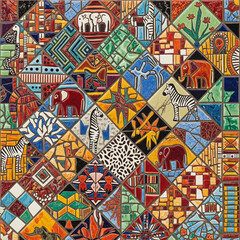 Fototapeta premium African Mosaic Patchwork Wildlife
