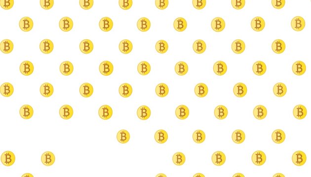 Scattered gold coins with a 'B' symbol on a white background