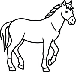 Black and White Cartoon Illustration of Horse 
