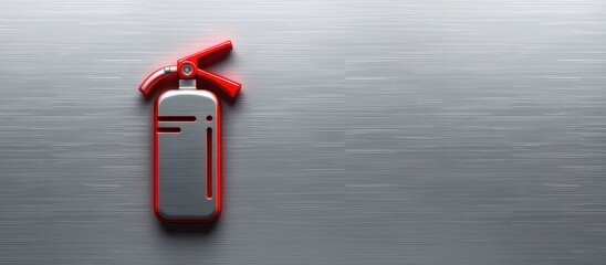 Firefighter fire extinguisher concept. Fire extinguisher against a textured metallic backdrop.