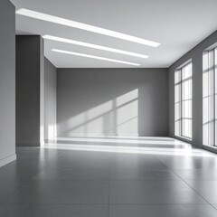Fototapeta premium Sunlit Empty Room, Interior Design, Modern (1)
