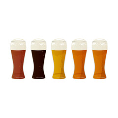 An illustration of multiple beer glasses arranged in a row
