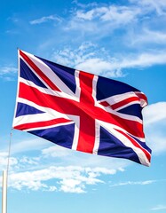 UK Flag against a partly cloudy sky