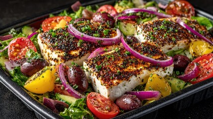 Colorful Salad with Fresh Vegetables and Cheese