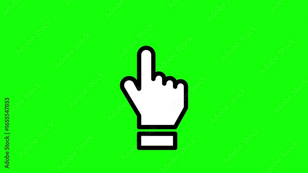 Aufkleber Animation of a hand with the index finger up moving up and down in a loop on a green chroma key