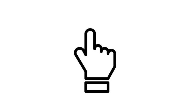 black-bordered hand cursor icon going up and down in buqle