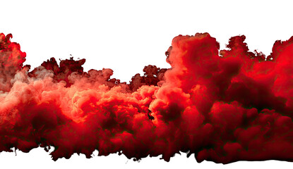 Dense red and white smoke plumes against a black background
