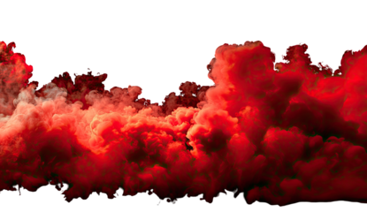 Dense red and white smoke plumes against a black background