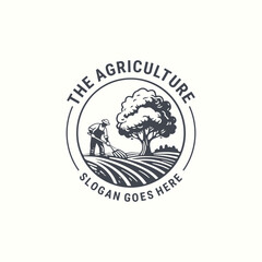 Agriculture logo with vintage natural charm, symbolizing growth, harvest, and timeless sustainability.