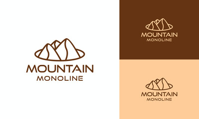 Mountain Monoline Logo Design Outline outdoor vintage emblem Symbol Graphic