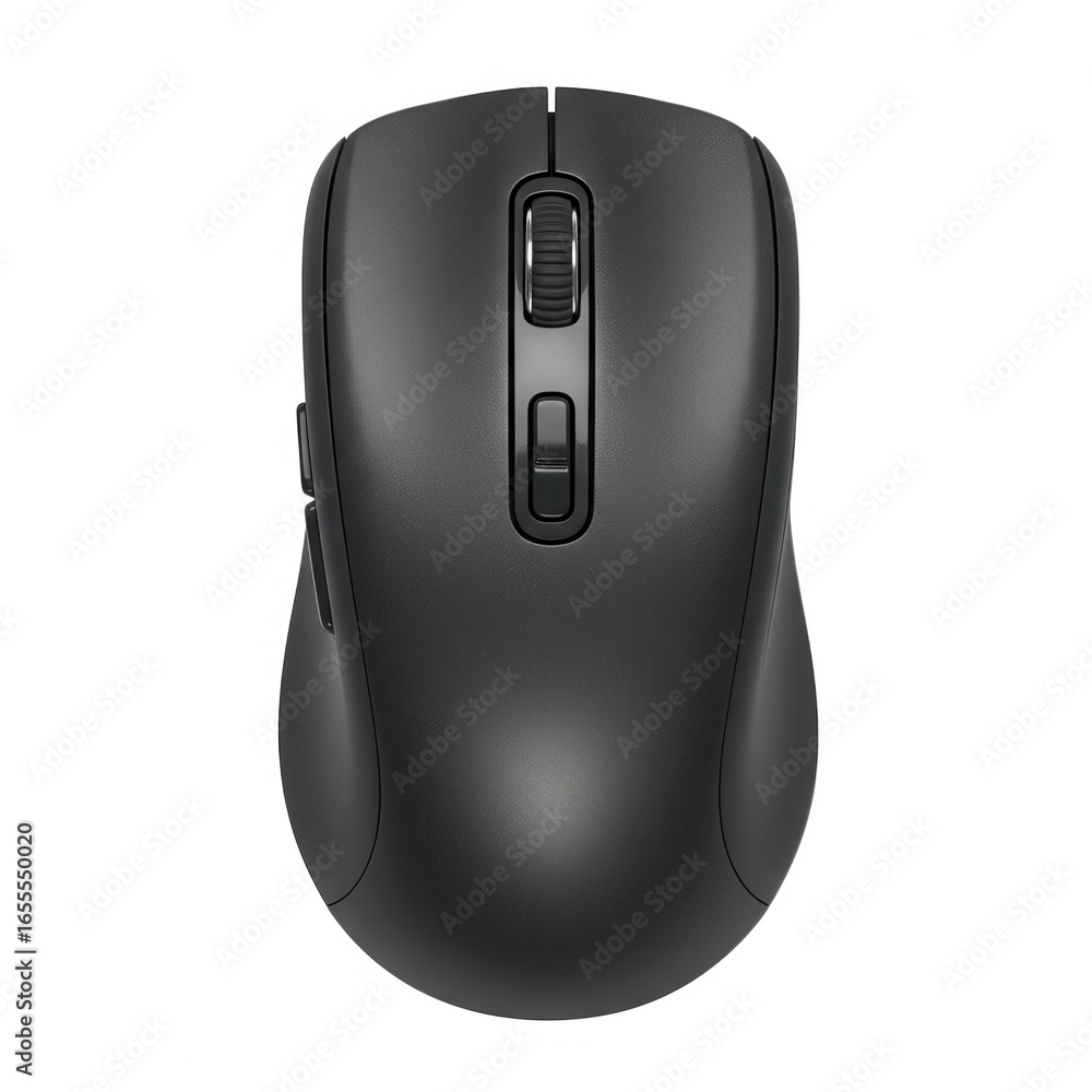 Poster close up of a sleek gray mouse with scroll wheel isolated on transparent background