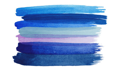 Fototapeta premium Abstract watercolor painting with horizontal stripes of varying shades of blue, gray, and purple