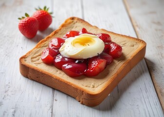 Crunchy whole wheat toast topped with a generous helping of creamy butter and sweet strawberry jam