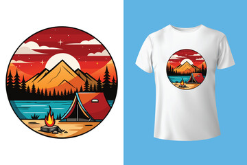 camping illustration desert graphic cactus design landscape badge adventure vintage outdoor