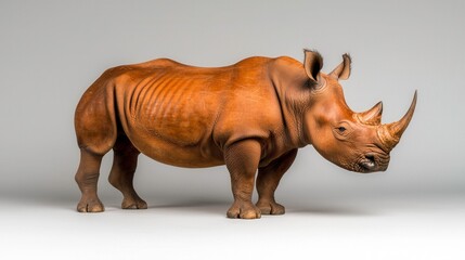 Obraz premium Realistic 3D Render of a Standing Rhinoceros with Detailed Skin Texture and Musculature
