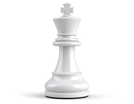 White chess king on white background