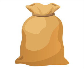 illustration of a filled burlap sack, tied at the top with a brown rope.