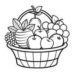 vector illustration of a basket of fruit