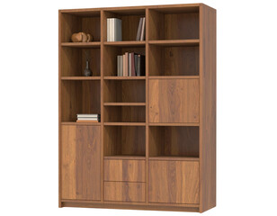  Tall Minimalist Bookshelf with Mixed Open and Closed Storage
