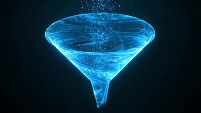 Abstract glowing blue funnel