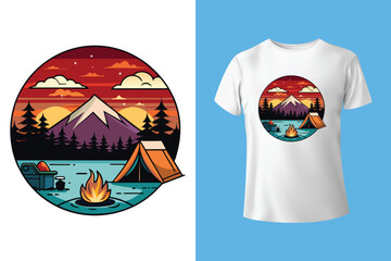 camping illustration desert graphic cactus design landscape badge adventure vintage outdoor