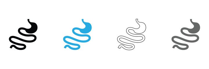Obraz premium Intestine icons vector pack in black and blue&nbsp;colors .Vector illustration&nbsp;EPS&nbsp;10&nbsp;.