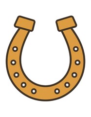 Simple illustration of a golden horseshoe with eight holes on each side